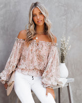 Beatrix Floral Chiffon Off The Shoulder Blouse InsStreet